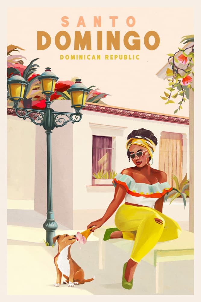 Santo Domingo Dominican Republic Woman &amp; Dog by The Whiskey Ginger — canvas wall art