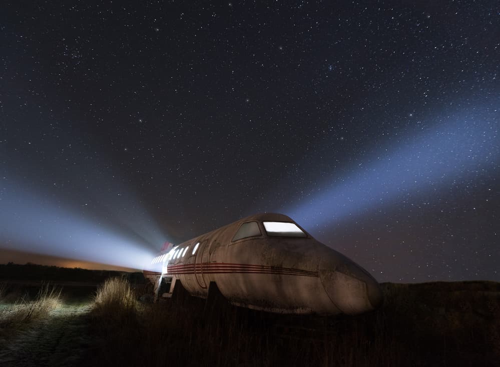Starry Night Plane Wreck by Christian Lindsten — canvas wall art