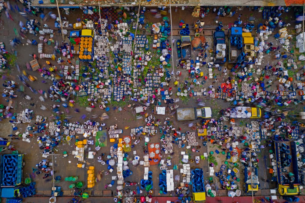Bustling Market Overhead by Azim Khan Ronnie — canvas wall art