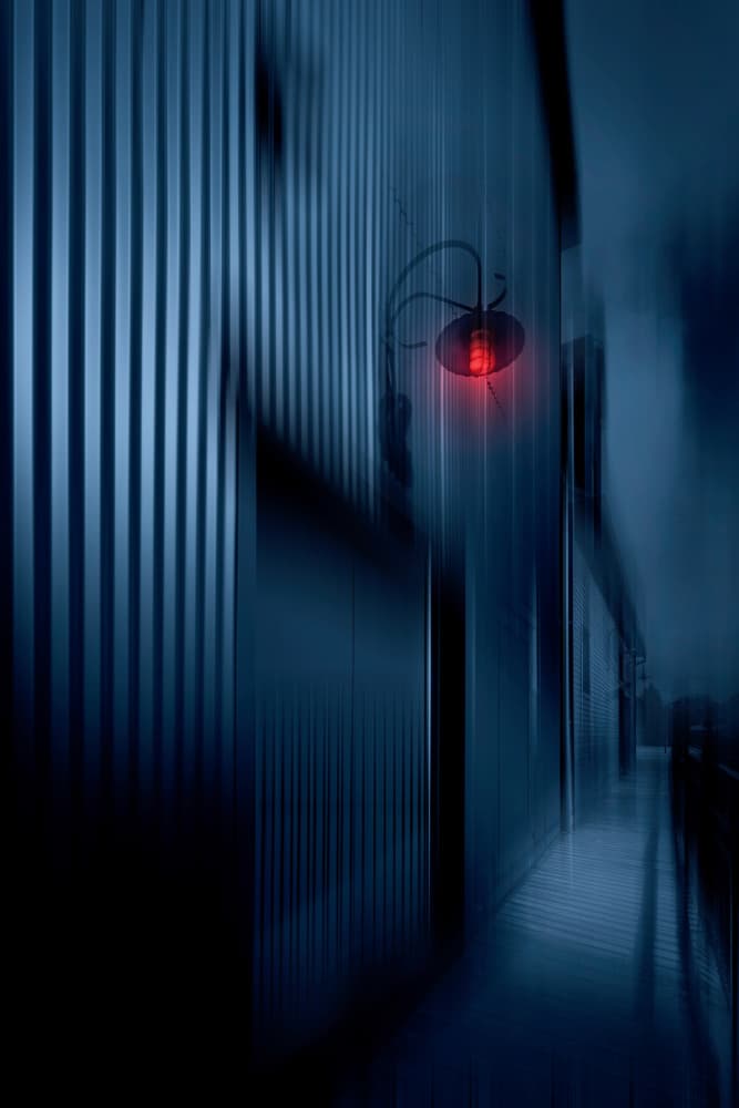 Dark Passage Red Lamp by Siyu_Wei APA — canvas wall art