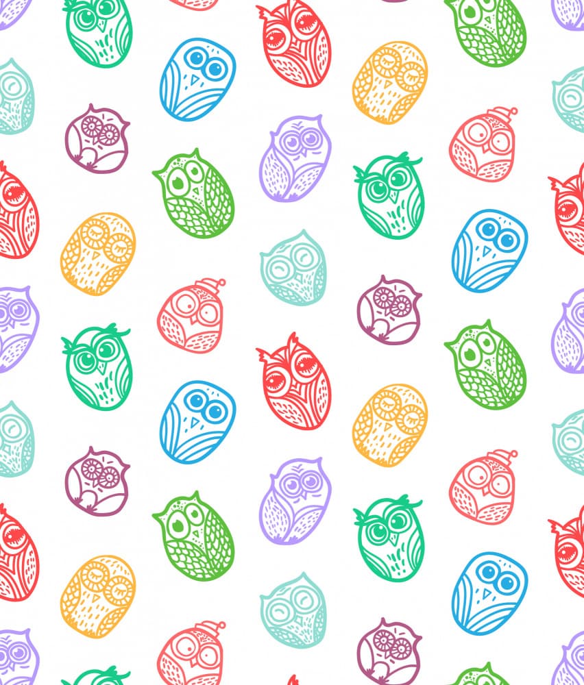 Colorful Whimsical Owls by Marika Barsrsind — canvas wall art