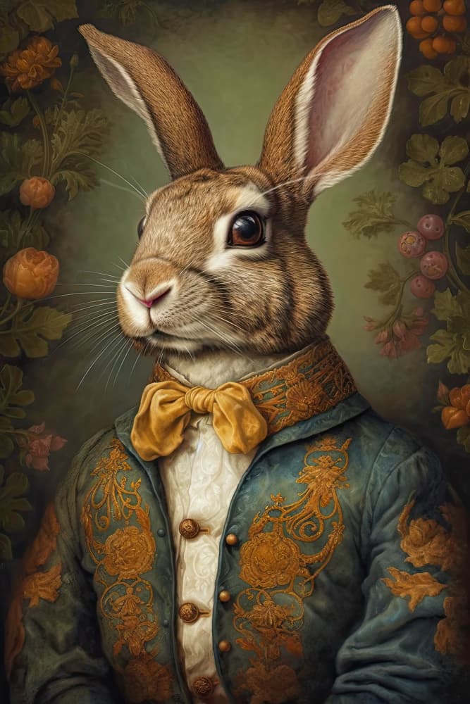 Regal Rabbit Portrait by Treechild — canvas wall art