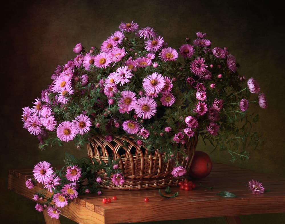 Autumn Aster Basket by Tatyana Skorokhod — canvas wall art