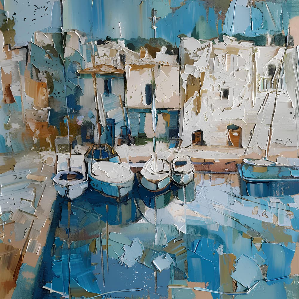 Blue Harbor Village by Avanesova Elena — canvas wall art