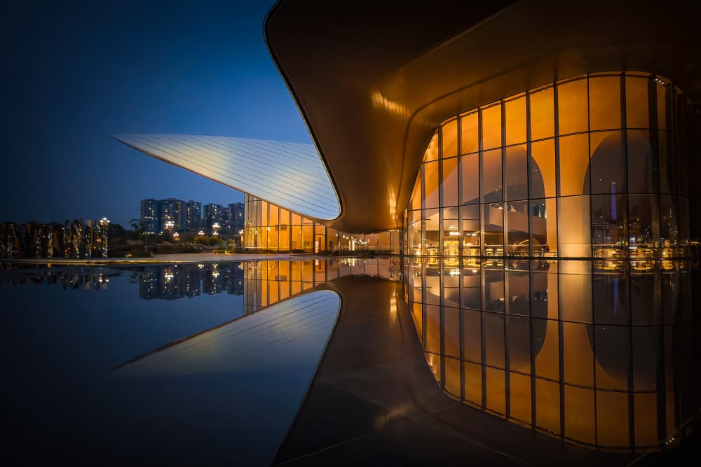 Golden Night Architecture by Irene Wu — canvas wall art