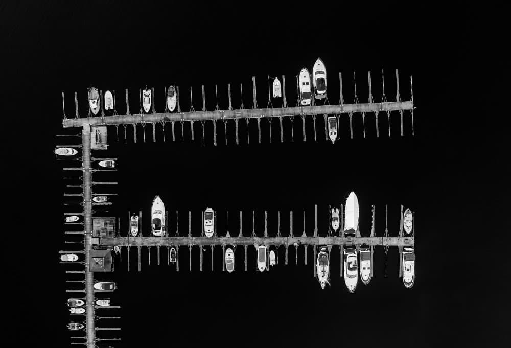 Black And White Marina by Saša Pezelj — canvas wall art