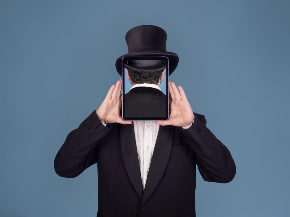 Man's Digital Reflection by Michael Allmaier — canvas wall art