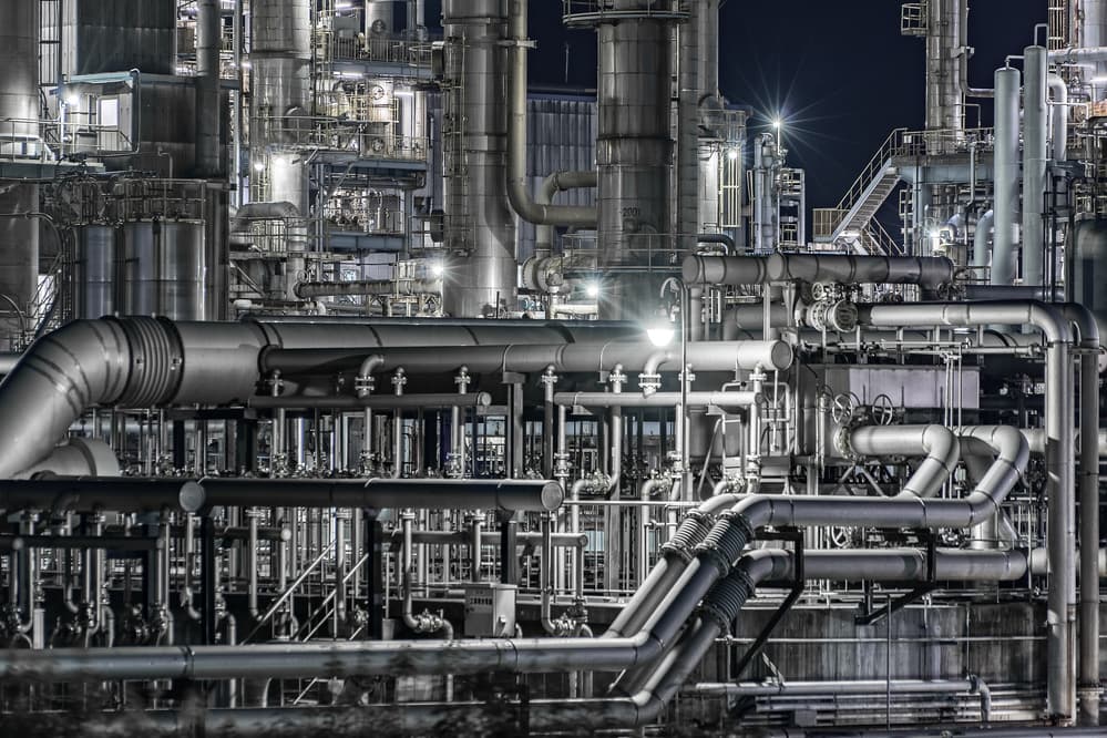 Industrial Night Complex by Tomoshi Hara — canvas wall art