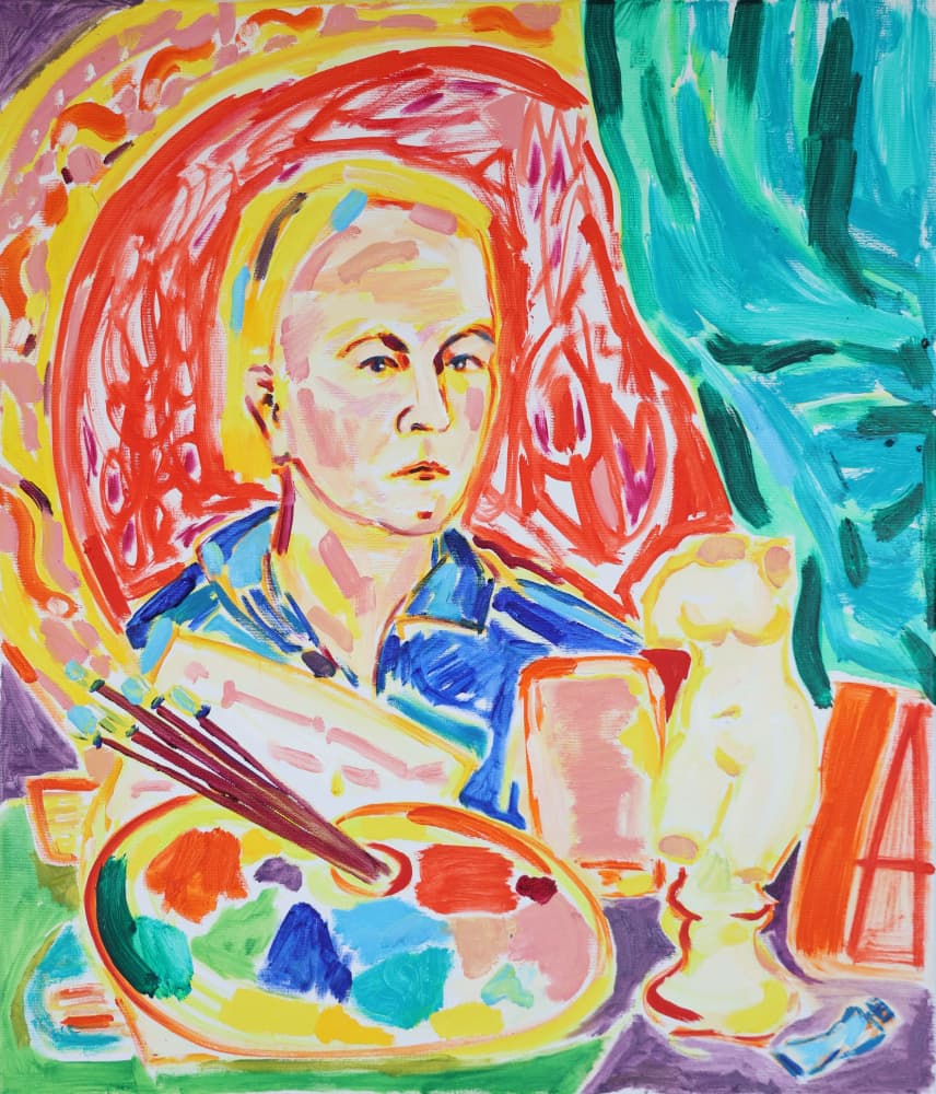 Colorful Studio Self Portrait by Tamara Jare — canvas wall art