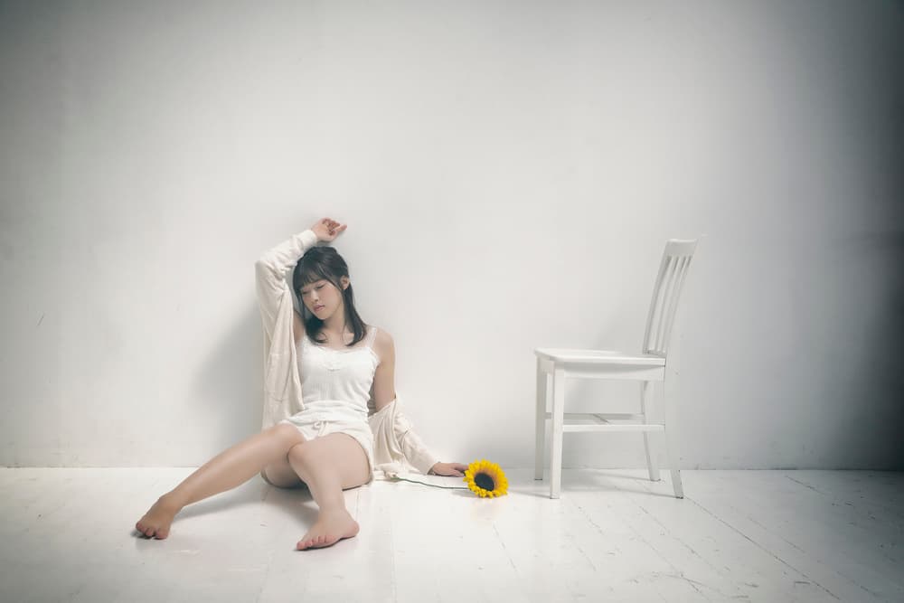 Peaceful Woman with Sunflower by 7 Flavor C/P — canvas wall art