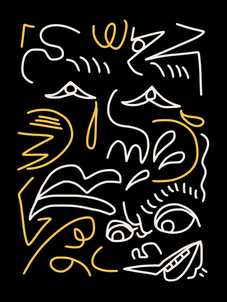 Abstract Face Lines by Little Dean — canvas wall art