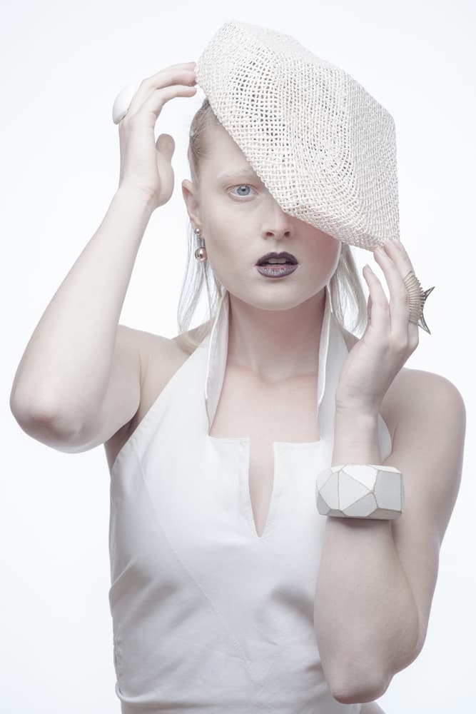 White Hat Fashion Portrait by Bartjan Nieuwerf — canvas wall art