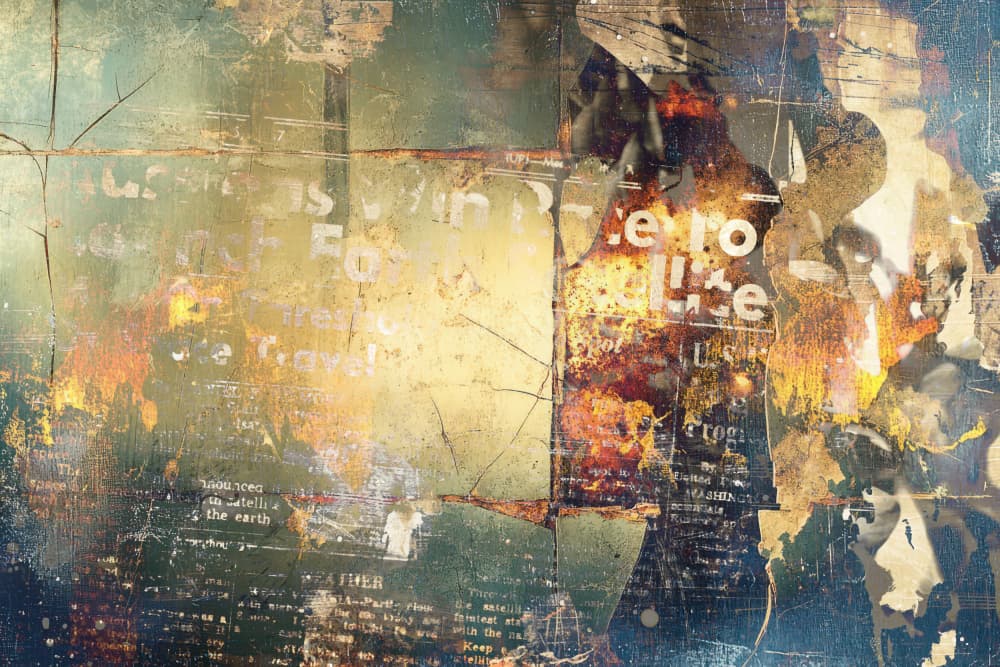 Gritty Urban Abstract Collage by Rafal Kulik — canvas wall art