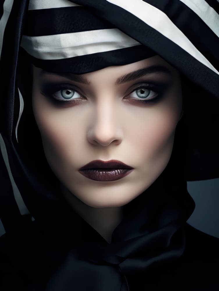 Striped Fashion Portrait by Bilge Paksoylu — canvas wall art