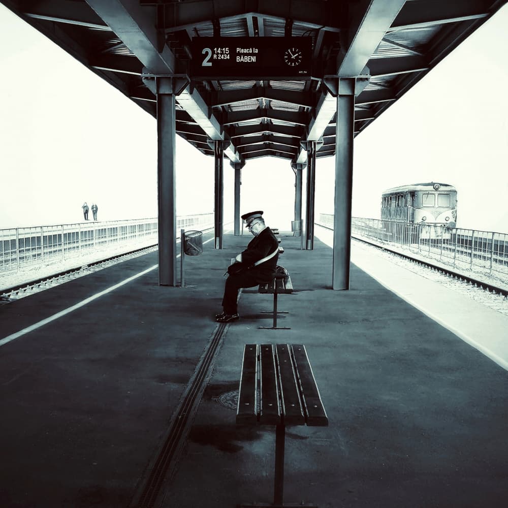 Sleeping Station Conductor by Aurelian — canvas wall art