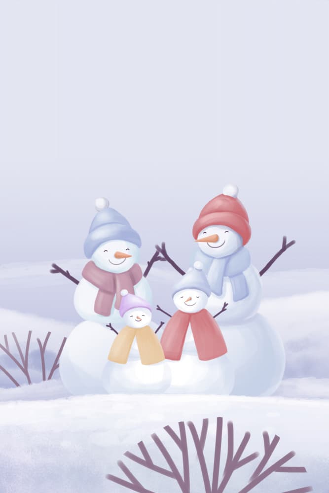 Happy Snowmen Family by Xuan Thai — canvas wall art