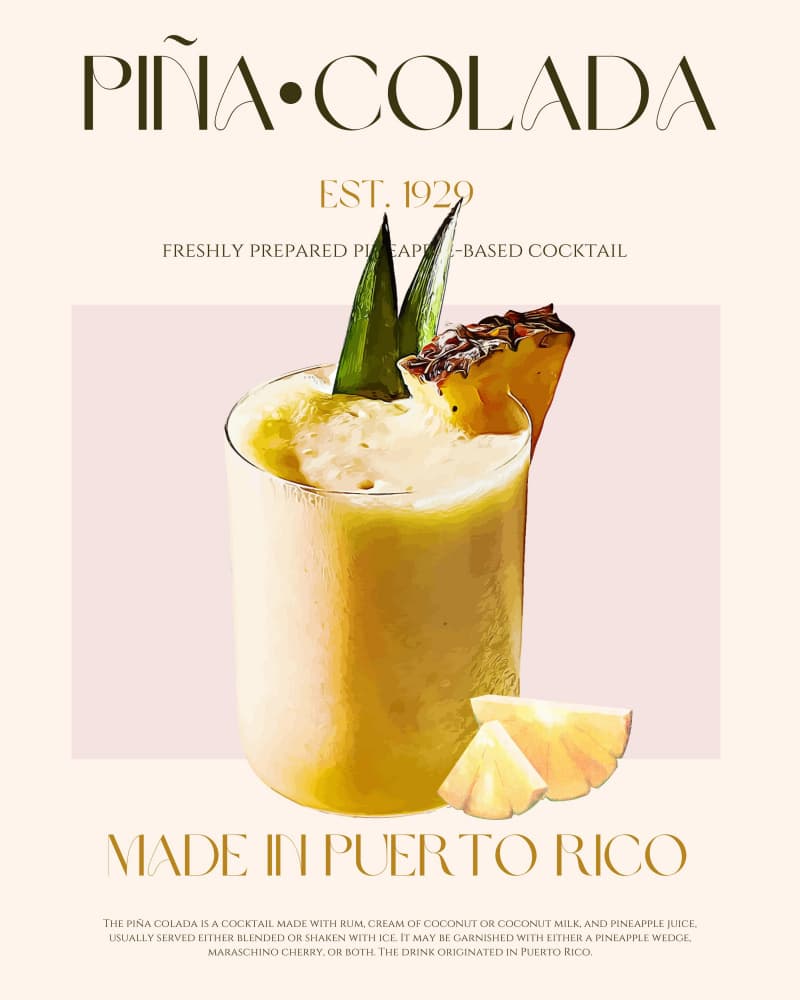 Pina Colada Tropical Drink by Nazma Khokhar — canvas wall art