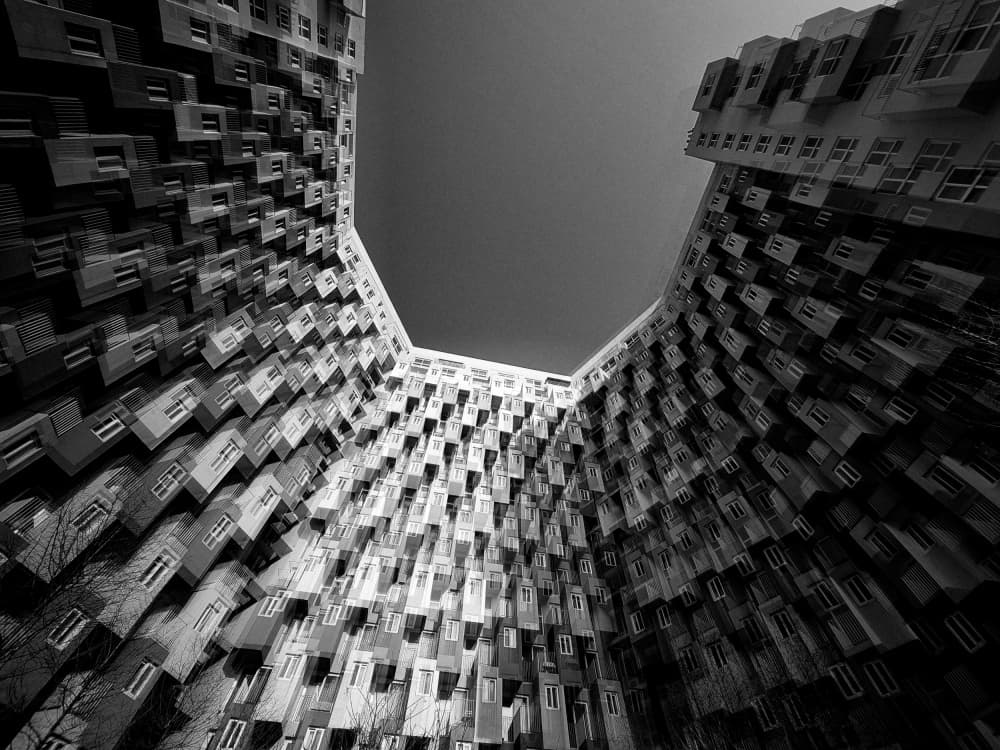 Towering City Geometry by YoungIl Kim — canvas wall art
