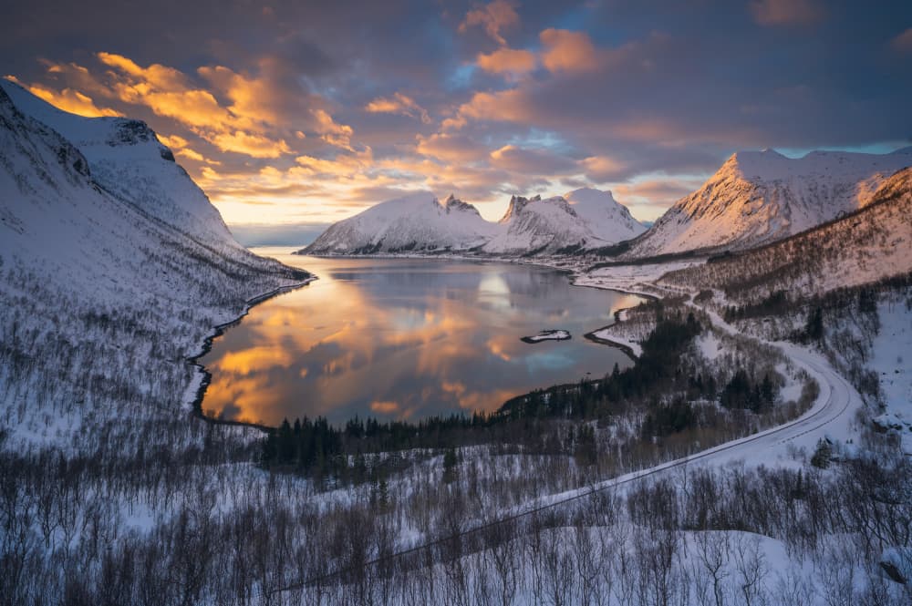 Golden Hour Fjord Reflection by David Martin Castan — canvas wall art