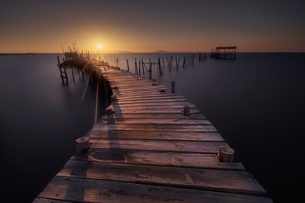 Golden Sunset Pier by Iván Ferrero — canvas wall art