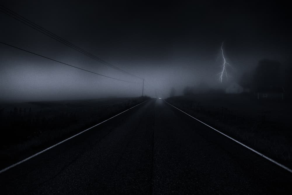 Lightning Strikes Rural Road by Mika Suutari — canvas wall art