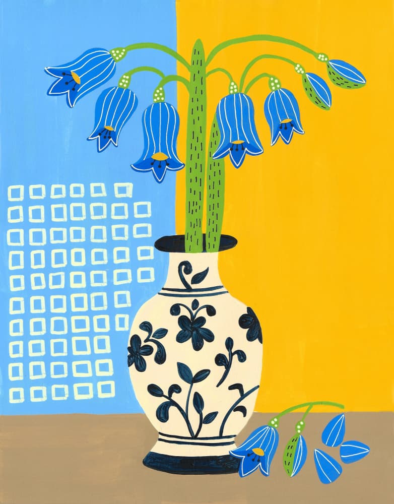 Blue Bellflowers Vase by Sara Coulter — canvas wall art