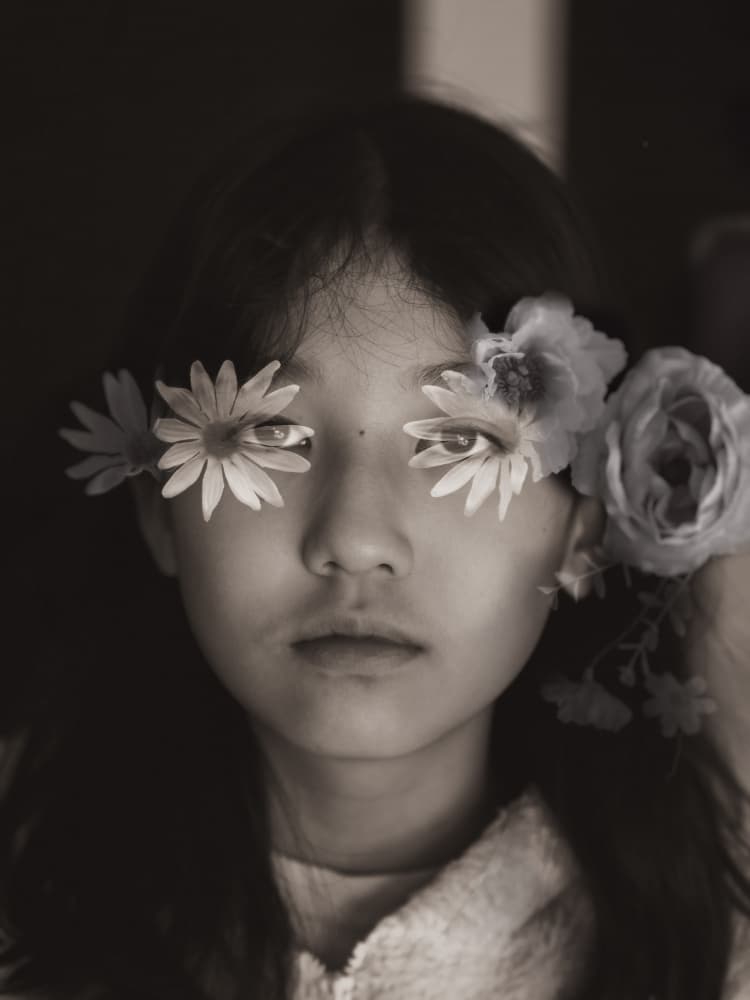Girl With Flower Eyes by Takako Ugachi — canvas wall art