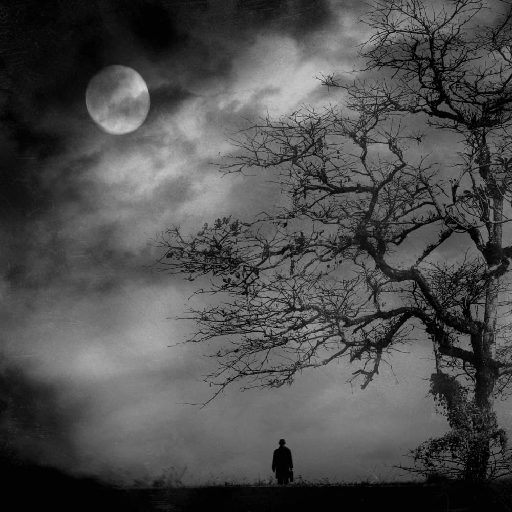 Lone Figure Moonlight by Jay Satriani — canvas wall art