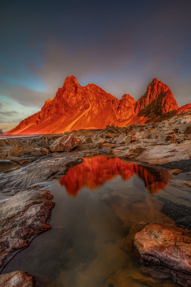 Fiery Mountain Reflection by Jacek Swiercz — canvas wall art