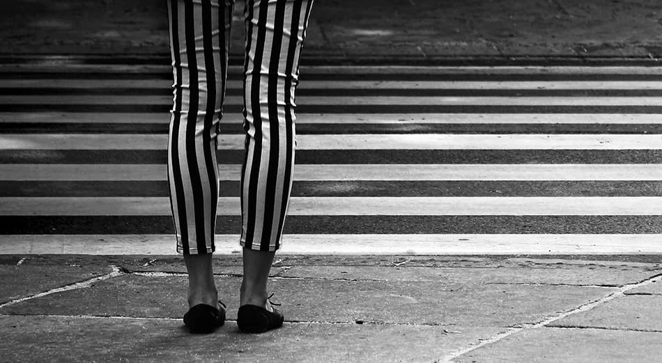 Striped Legs Zebra Crossing by Anna Niemiec — canvas wall art