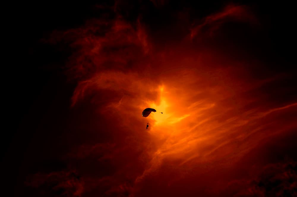 Fiery Sky Paraglider by RABIA BASHA ARTIST — canvas wall art