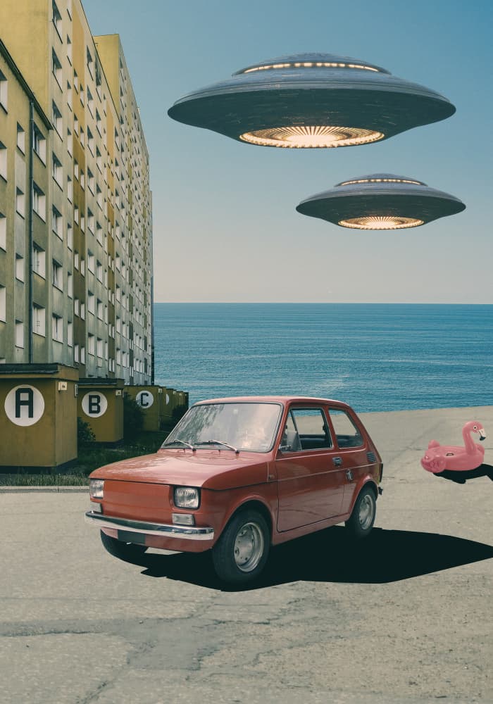 Surreal Coastal UFO Visit by Daniel Donocik — canvas wall art