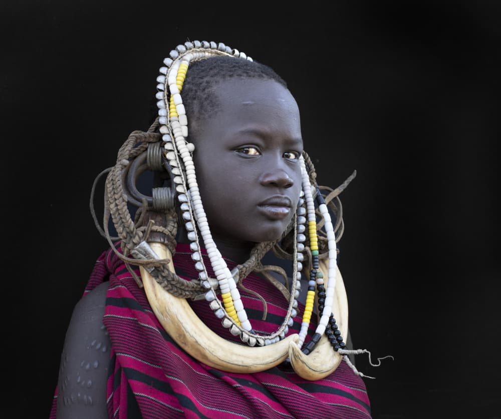 Mursi Girl Portrait by Iris Wiener — canvas wall art