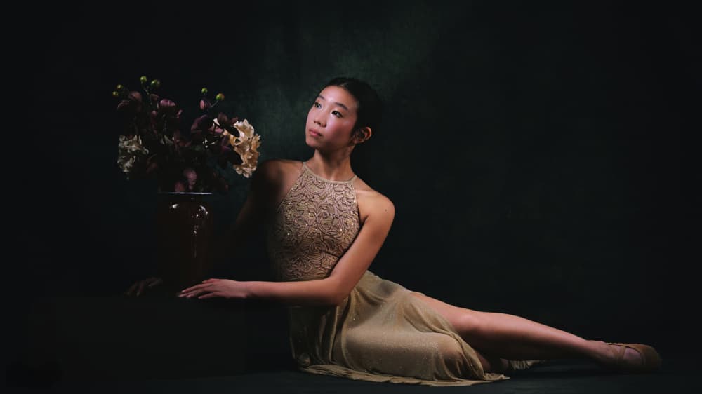 Elegant Dancer with Flowers by Shi &amp Wei — canvas wall art