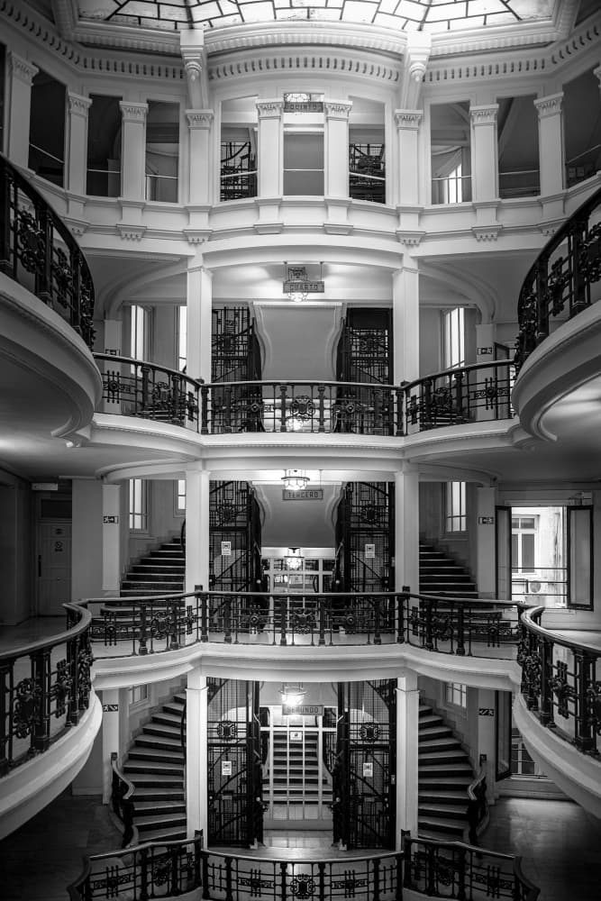 Grand Atrium Staircase by Fernando Molina — canvas wall art