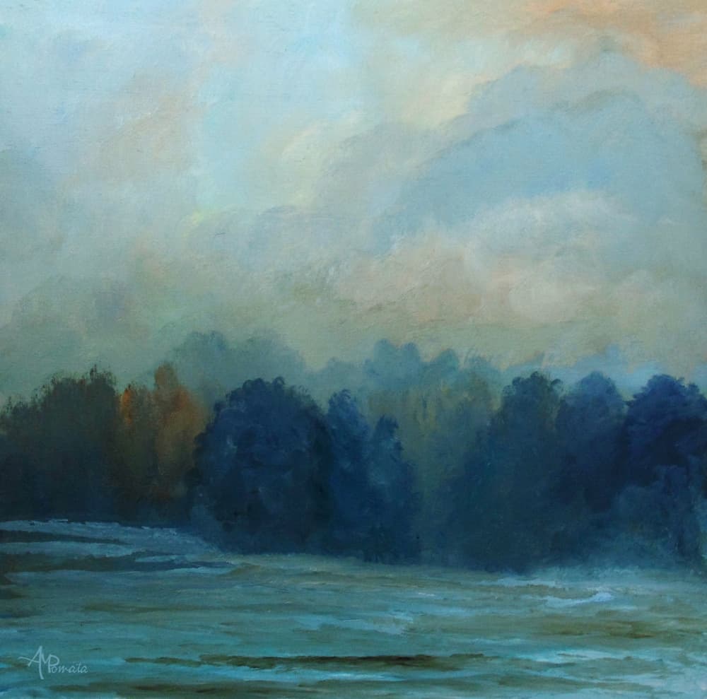 Tranquil Misty Forest by Angeles M. Pomata — canvas wall art