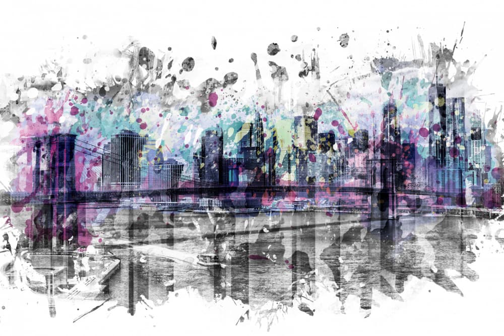 Vibrant City Waterfront by Melanie Viola — canvas wall art
