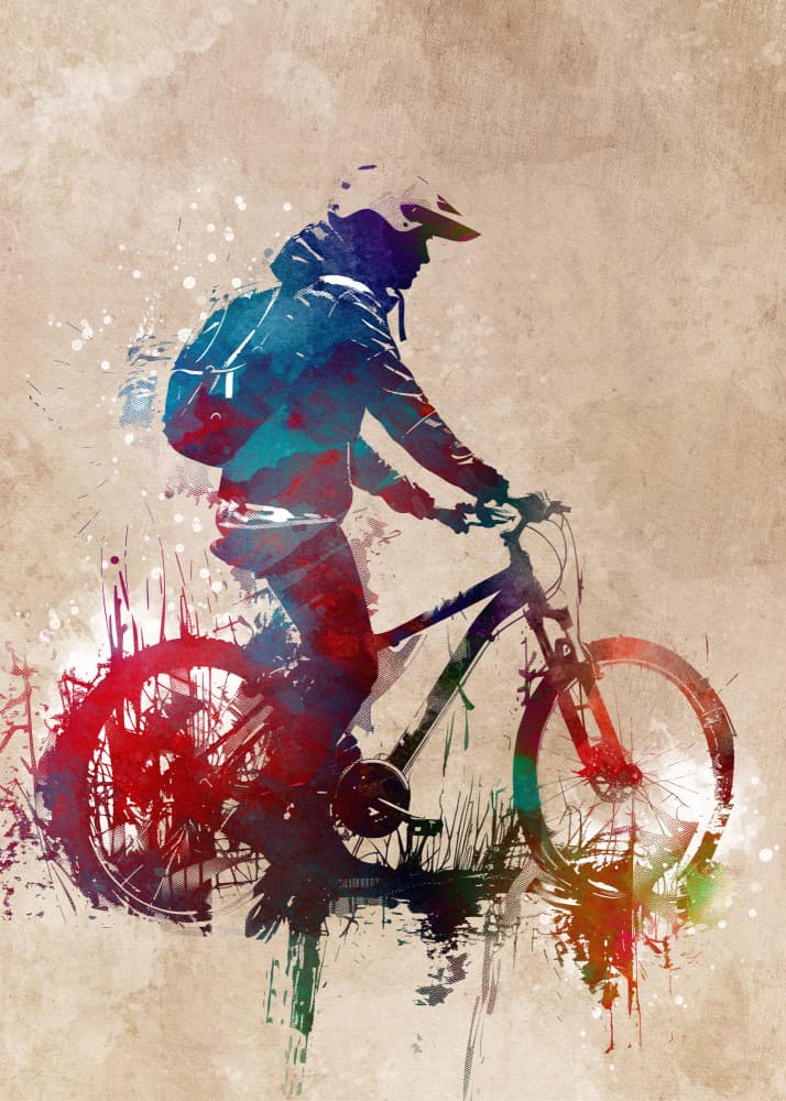 Dynamic Mountain Biker by Justyna Jaszke — canvas wall art