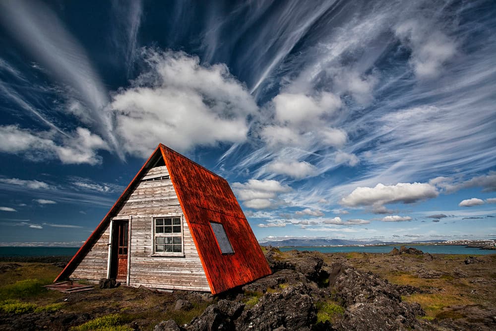 Red Roof A-frame Cabin by Þorsteinn H. Ingibergsson — canvas wall art