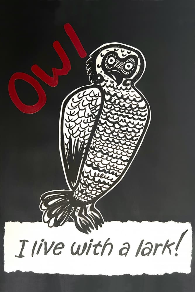 Ow! Sleepy Owl by Marina Kozyr — canvas wall art