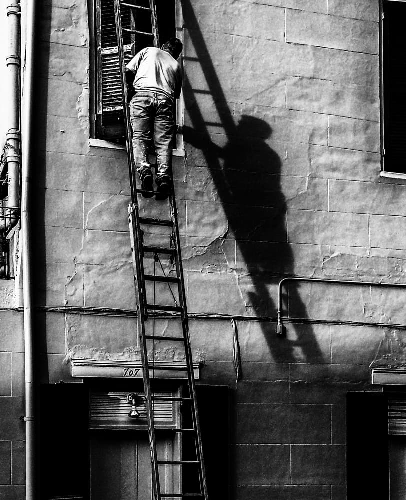 Man Ladder Shadow by Xiaobing Tian — canvas wall art