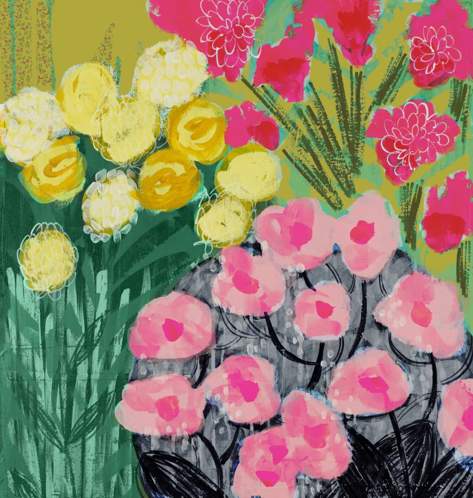 Vibrant Garden Blooms by Shelley Hampe — canvas wall art