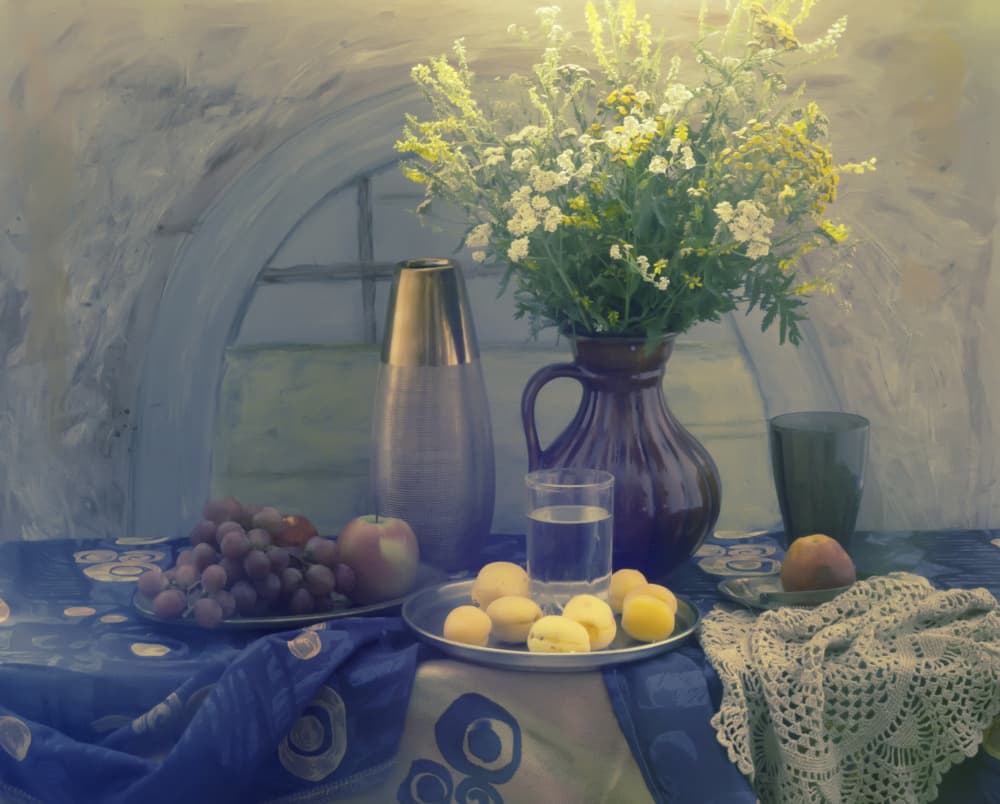 Wildflowers and Fresh Fruit by UstinaGreen — canvas wall art
