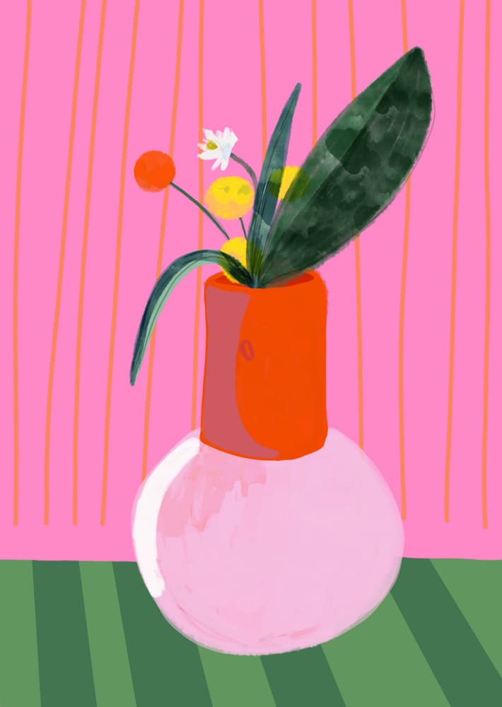 Vibrant Vase Flowers by Ute Arnold — canvas wall art