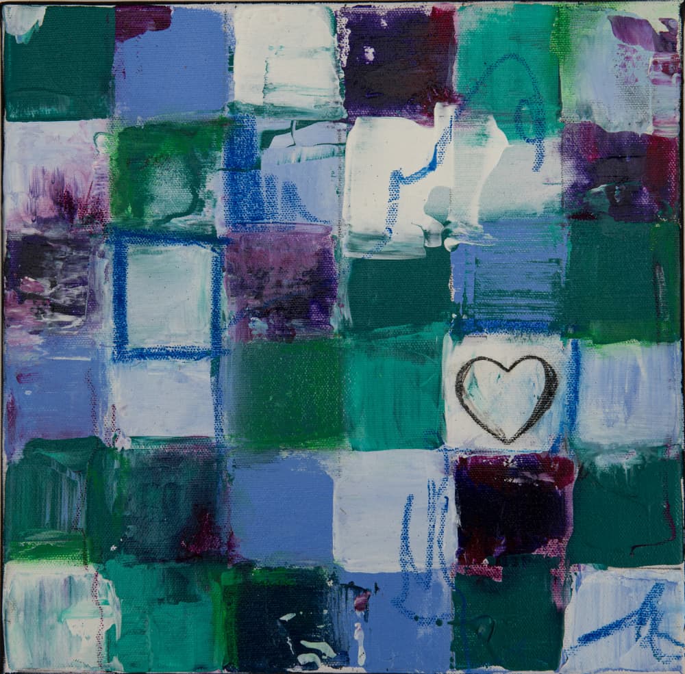 Abstract Grid Heart by Deb Chaney — canvas wall art