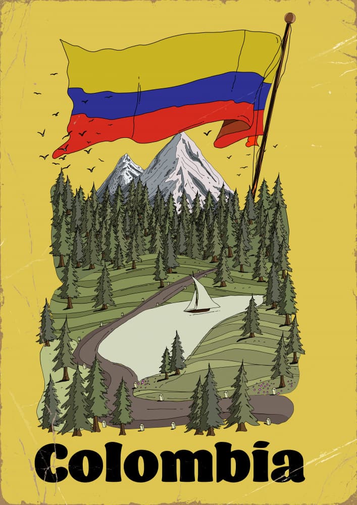 Colombia Mountain Lake Flag by Nicholas — canvas wall art
