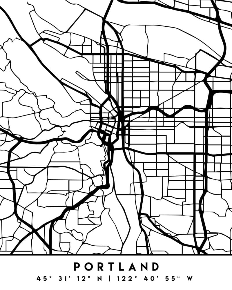 Portland City Map by Emiliano Deificus — canvas wall art