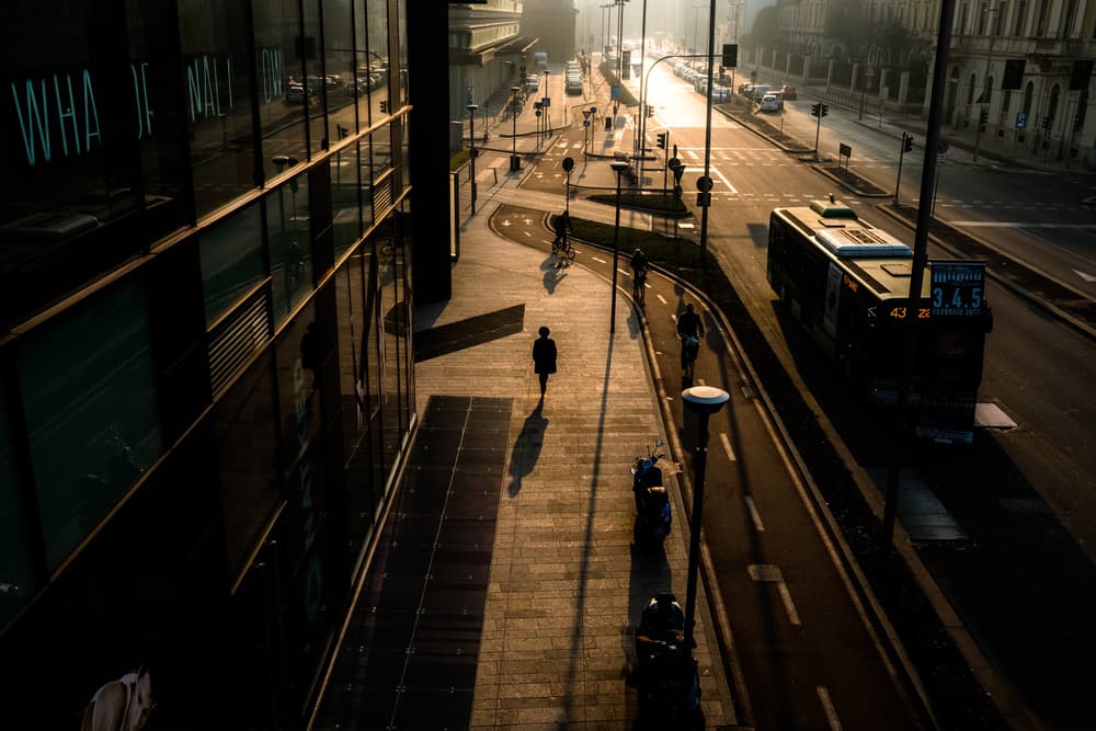 Morning City Light Shadows by Alessandro L.  Rocchi — canvas wall art
