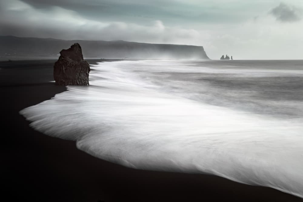 Moody Black Sand Waves by Liloni Luca — canvas wall art