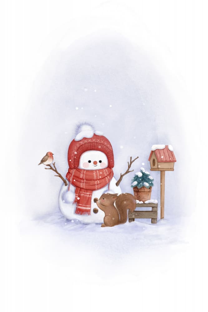 Sweet Snowman Winter Friends by Xuan Thai — canvas wall art